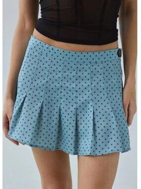Kimchi Blue Blue Polka Dot Pleated Mini Skirt